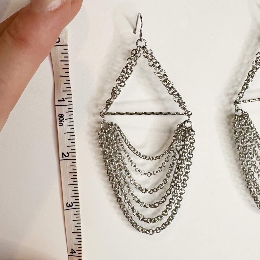 Vintage | 90’s or Y2K Guess Silver Chain Dangle Earrings - Picture 6 of 6